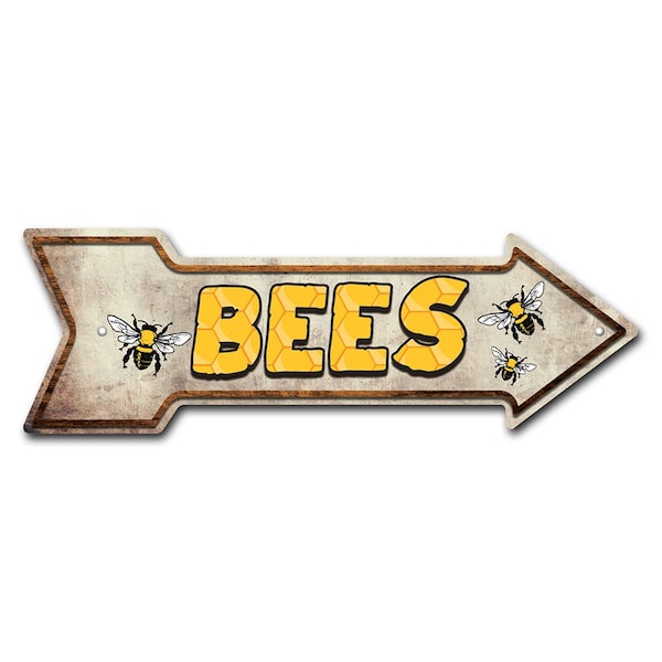 Bees Arrow Sign Funny Home Decor 36in Wide